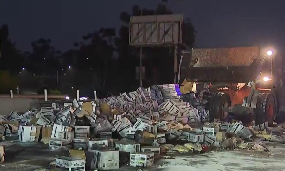 Semi-truck carrying fries crashes in downtown LA – NBC Los Angeles