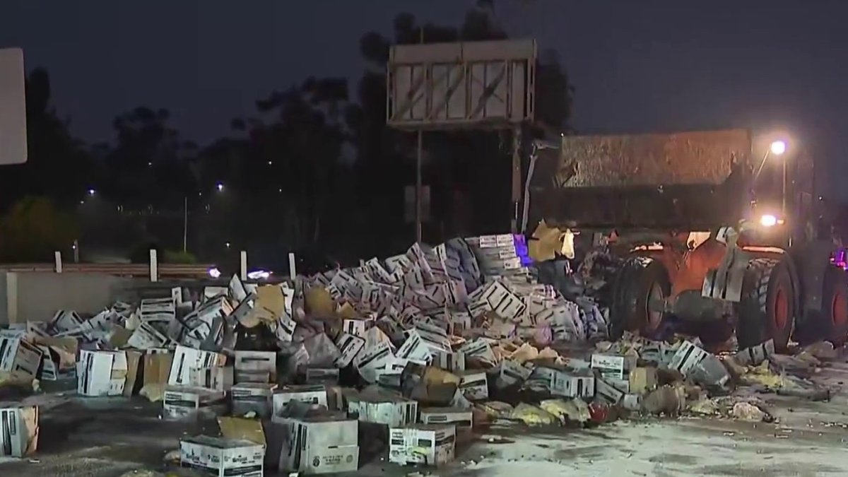 Semi-truck carrying fries crashes in downtown LA – NBC Los Angeles