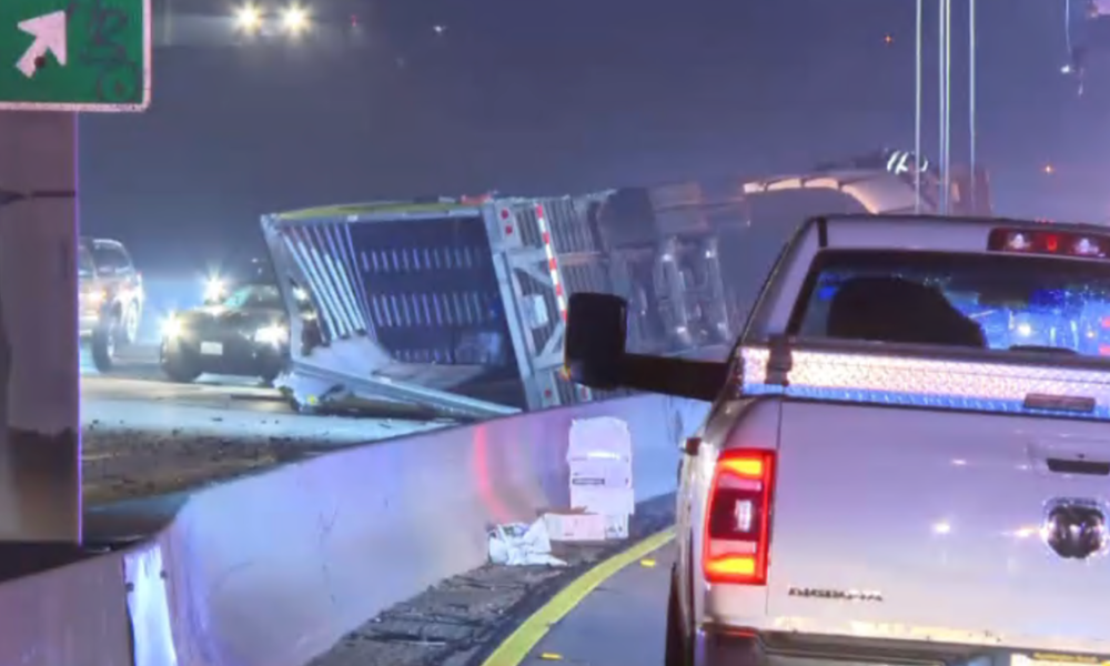 All lanes reopen after big rig crash causes traffic delays on 210 Freeway – NBC Los Angeles