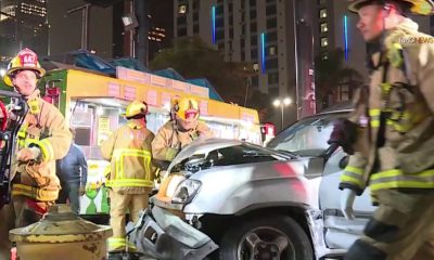 Multiple injured after Tesla crashes into food truck in downtown LA – NBC Los Angeles