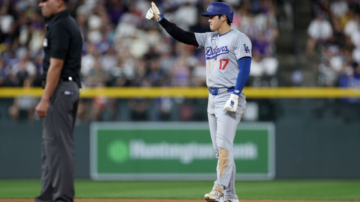 Shohei Ohtani has 2 hits to close on NL batting title in Triple Crown bid as Dodgers beat Rockies 13-2 – NBC Los Angeles