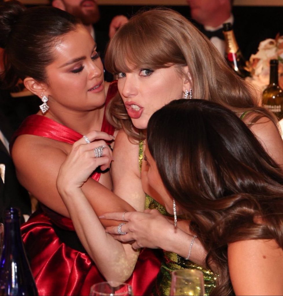 What Were Selena Gomez and Taylor Swift Whispering About at the Golden Globes