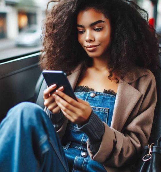 black american girl in bus