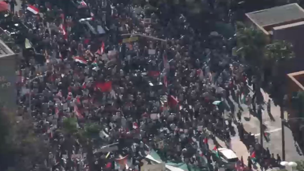 Crowd gathers for Oct. 7 anniversary rally in downtown LA – NBC Los Angeles