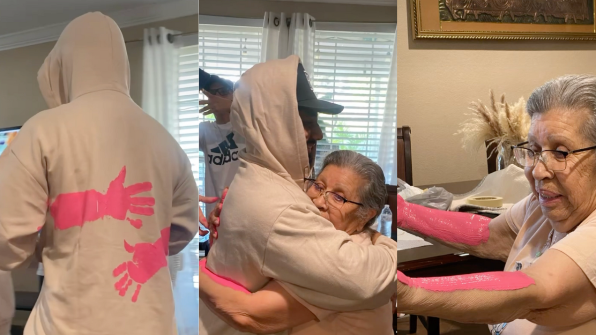 Family paints a hug from grandma on sweaters – NBC Los Angeles