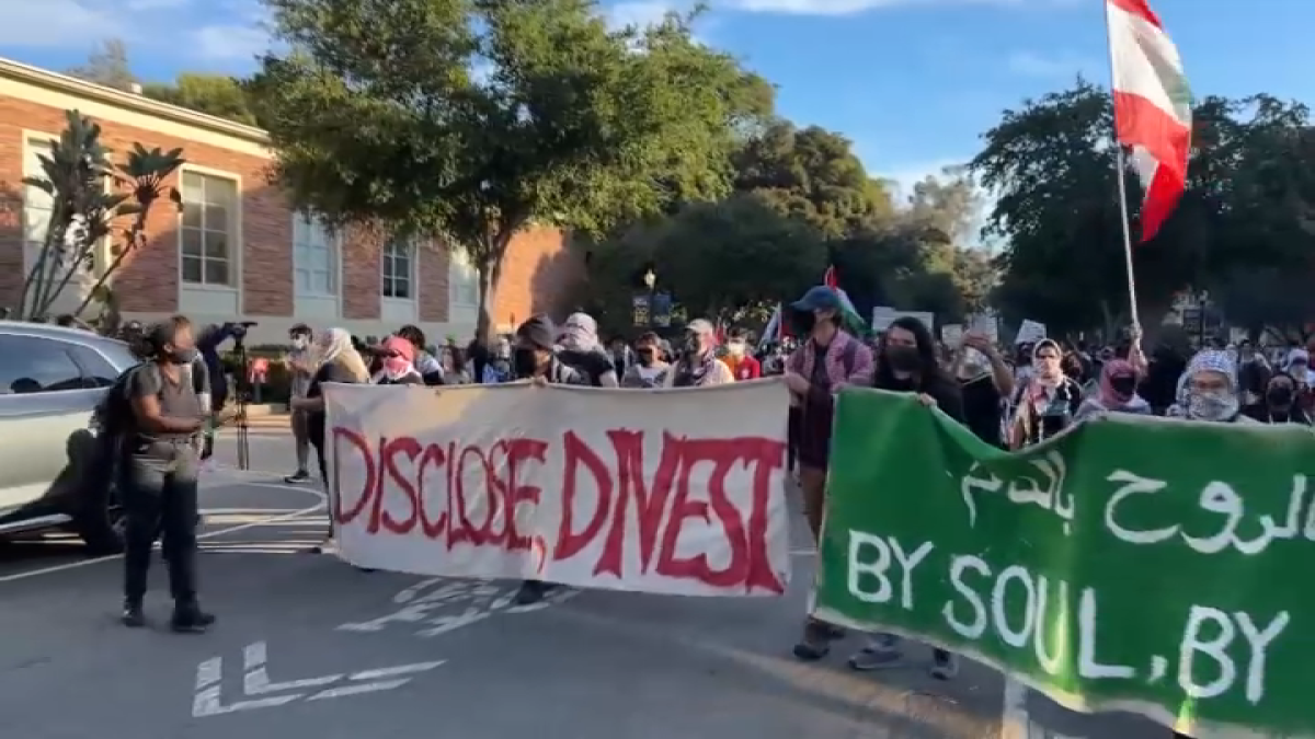 Pro-Palestinian protesters march on UCLA campus – NBC Los Angeles